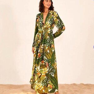 FARM Rio Paradise Forest Long Sleeve Maxi Dress